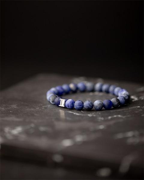 Armband mit 8 mm mattem Sodalith-Stein - Alpha Mat Blue